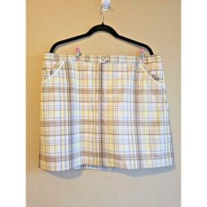 Golf Skirt Womens Sz 16 yellow/brown Skort, lined, front zip, Izod-pickleball